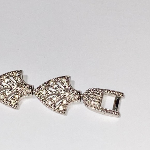 Christian Dior Silver Crystal Rhinestone Logo Filigree ICY BLING Chain Bracelet - Picture 7 of 12